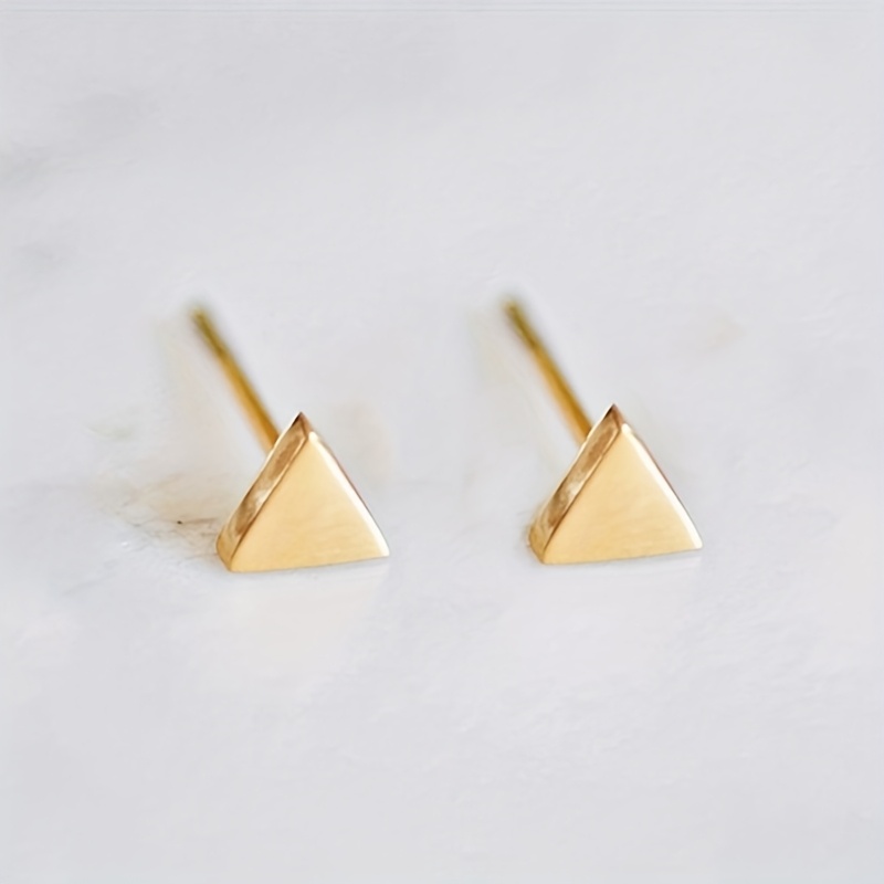 2 Pairs Women's Stainless Steel Minimalist Triangle Ear Studs